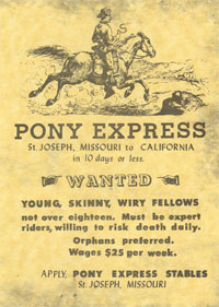 Однажды... - 147 лет назад в США появилась почтовая служба "Пони-экспресс"
