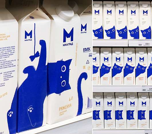 Дизайн и Креатив - Синий кот для ребрендинга молочной продукции «Милград»